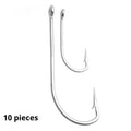 Pack of stainless steel sea fishing hooks for ocean boat fishing, showing various hook sizes.