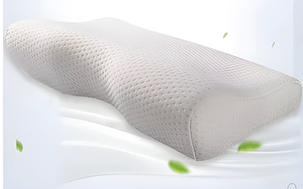 Blue butterfly-shaped cervical pillow with memory foam for neck support
