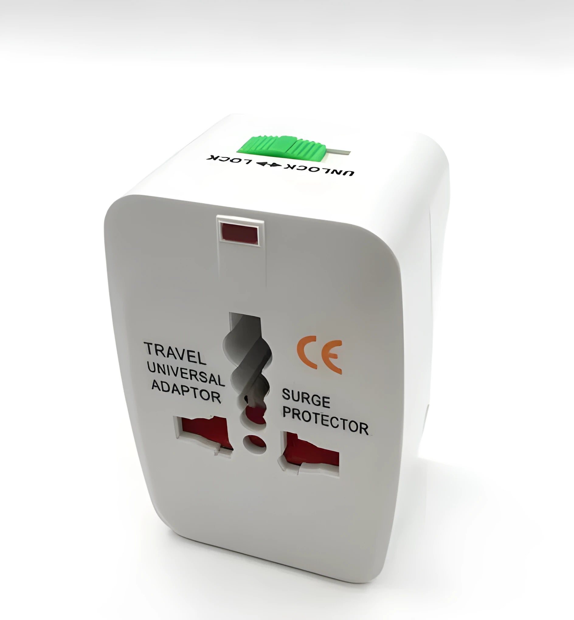 Compact universal travel plug converter adapter for multi-country mobile phone charging.