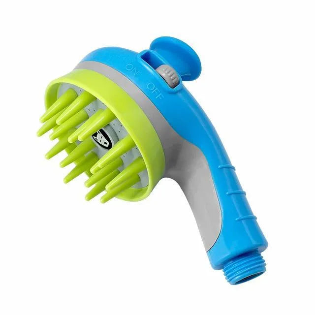 Dog shower brush sprayer with massage function, blue colour, ABS and rubber construction, 6.3m coverage