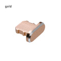 Aluminium alloy dust plug for iPhone charging port in various colours including gold and black.