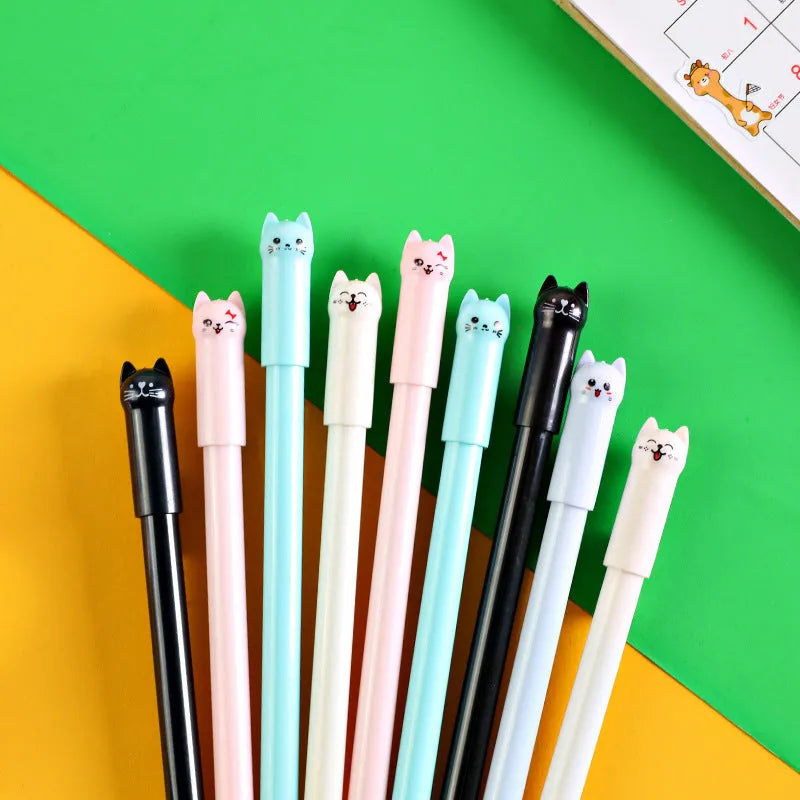 Pendulum cat gel pen with plastic shell showing moving cat mechanism and 0.5mm fine tip