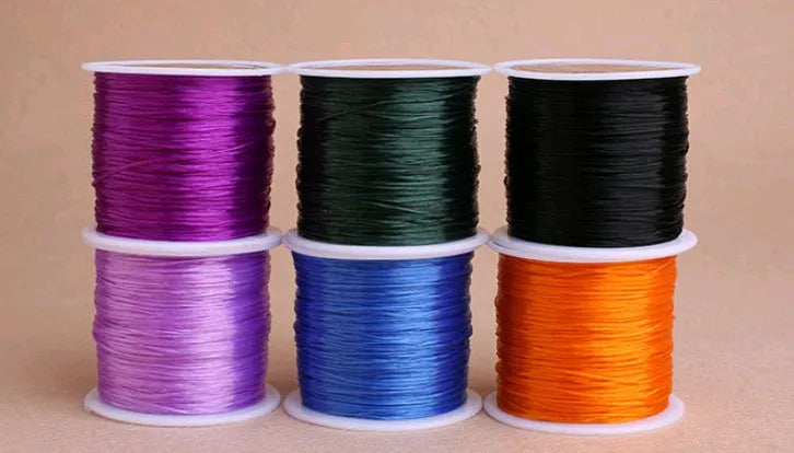 Elastic wire chain rubber beading cord for bracelets and necklaces, shown in assorted colours