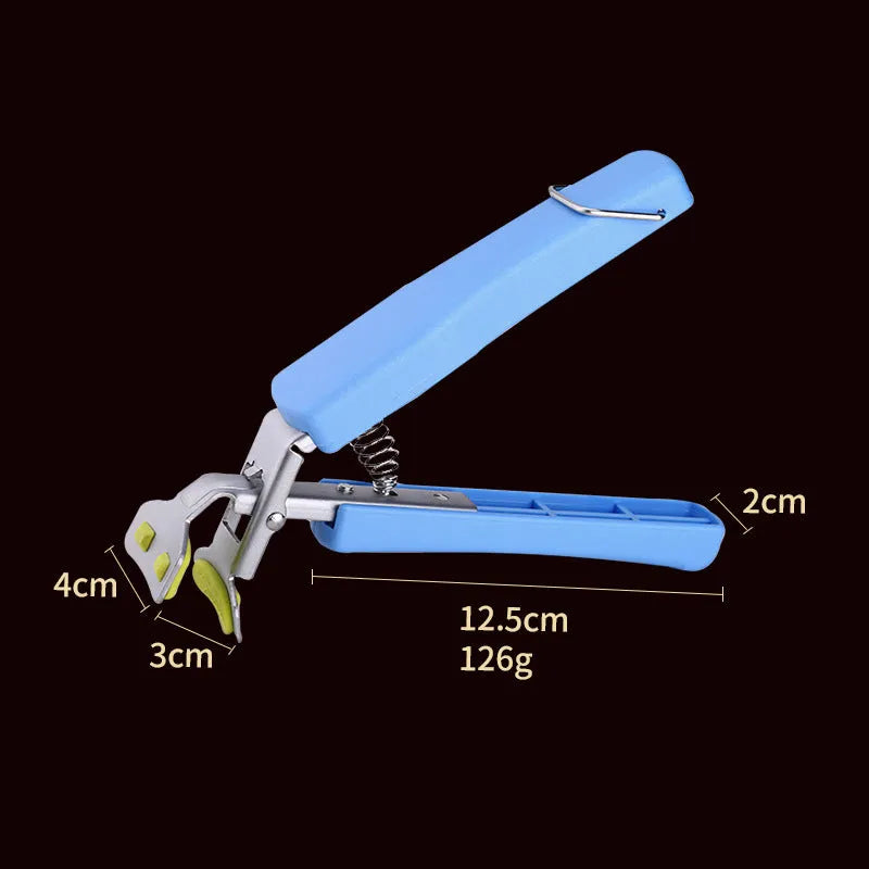 Creative kitchen gadget stainless steel tray holder with thickened plate and non-slip chuck in blue