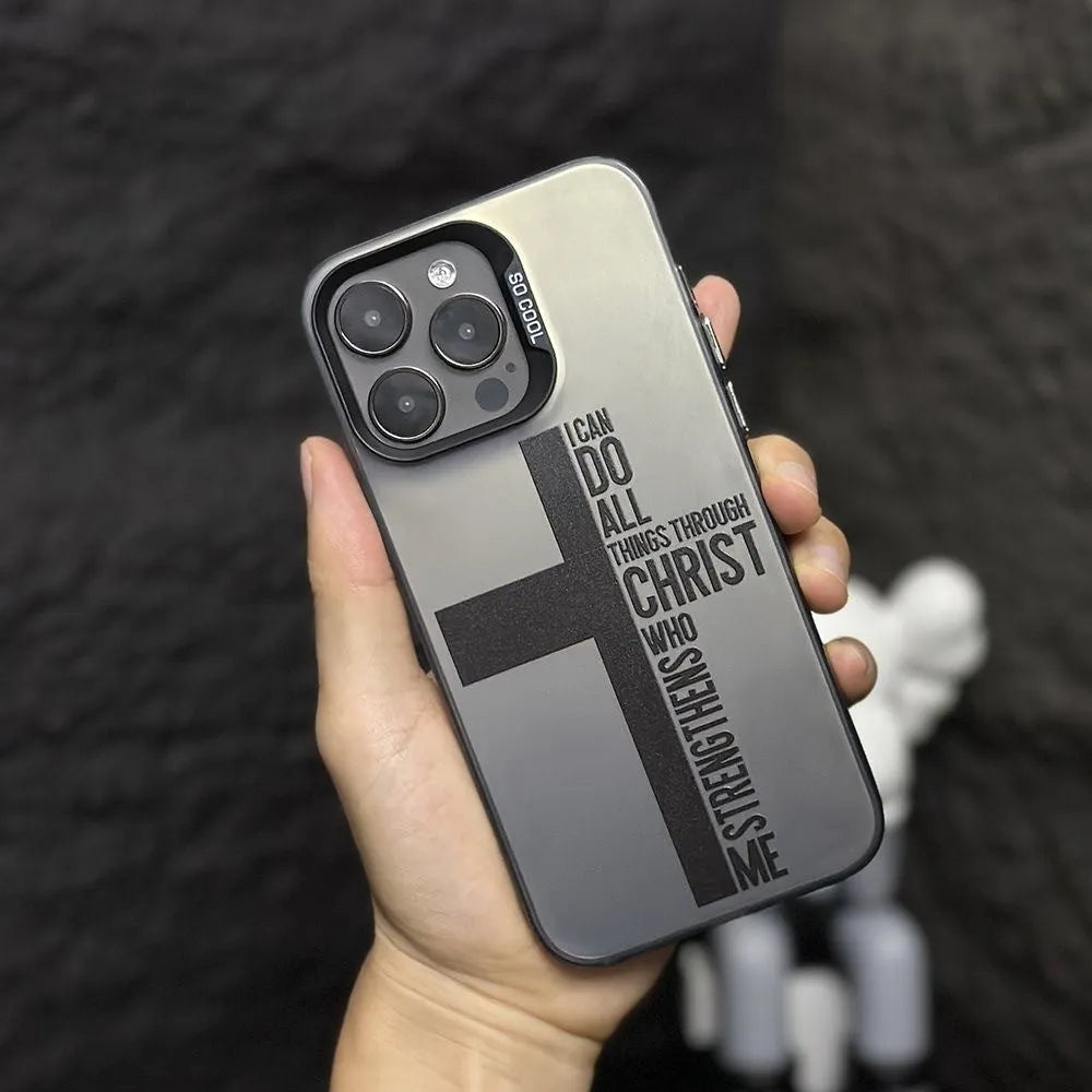 Cross English colour silver drop-resistant hard PC phone case for Apple iPhone in black