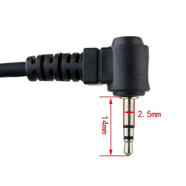 Black single plug headset with 2.5mm audio connector for HYT and Motorola two-way radios