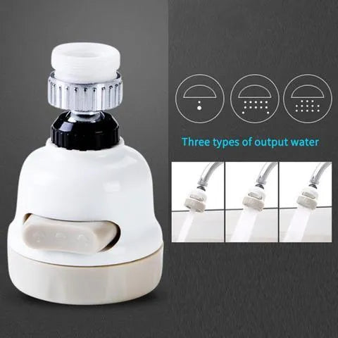 White and grey ABS faucet booster shower with 3-mode spray and 360-degree rotation for round taps