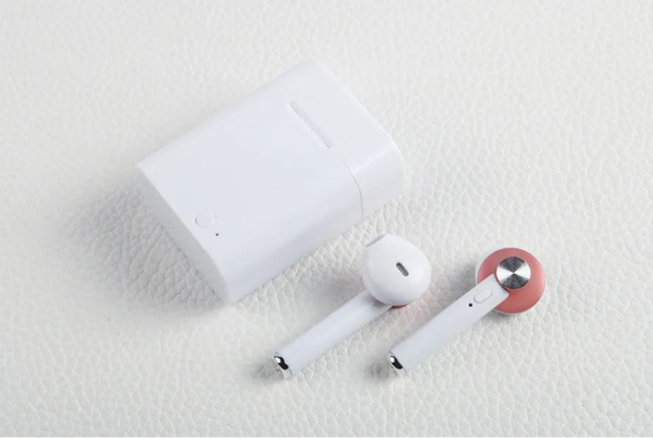 Sports Bluetooth wireless earbuds in black, gold, red, rose gold, or silver colour with 10-metre range and battery display