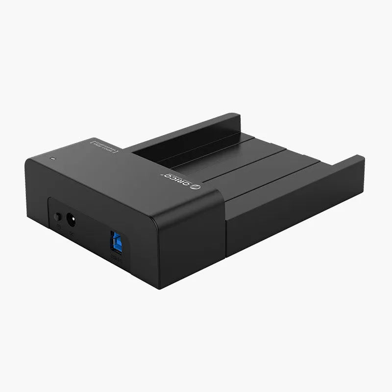 Black universal SATA hard disk enclosure for 2.5 inch and 3.5 inch drives with USB cable