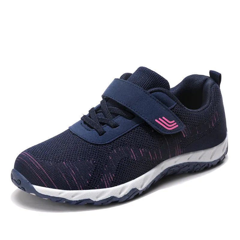 Women's wedge shoes with Velcro straps in mesh material with 3-5cm heel height