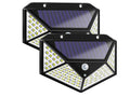 Solar powered body sensor wall lamp with 100 LED in a courtyard setting