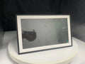 White 15.6-inch smart digital photo frame with mobile app control on tabletop