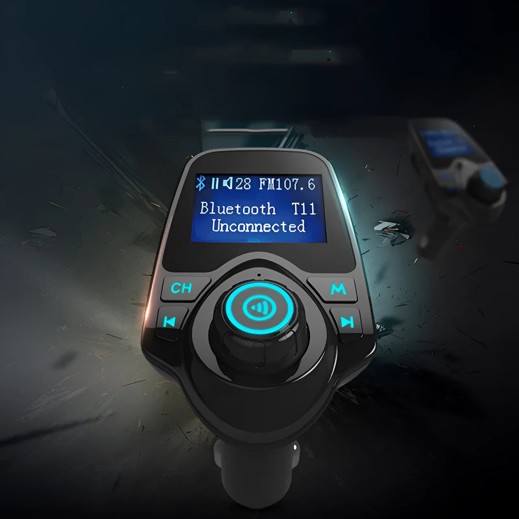 Black G7 Bluetooth car FM transmitter hands-free device with USB port and TF card slot