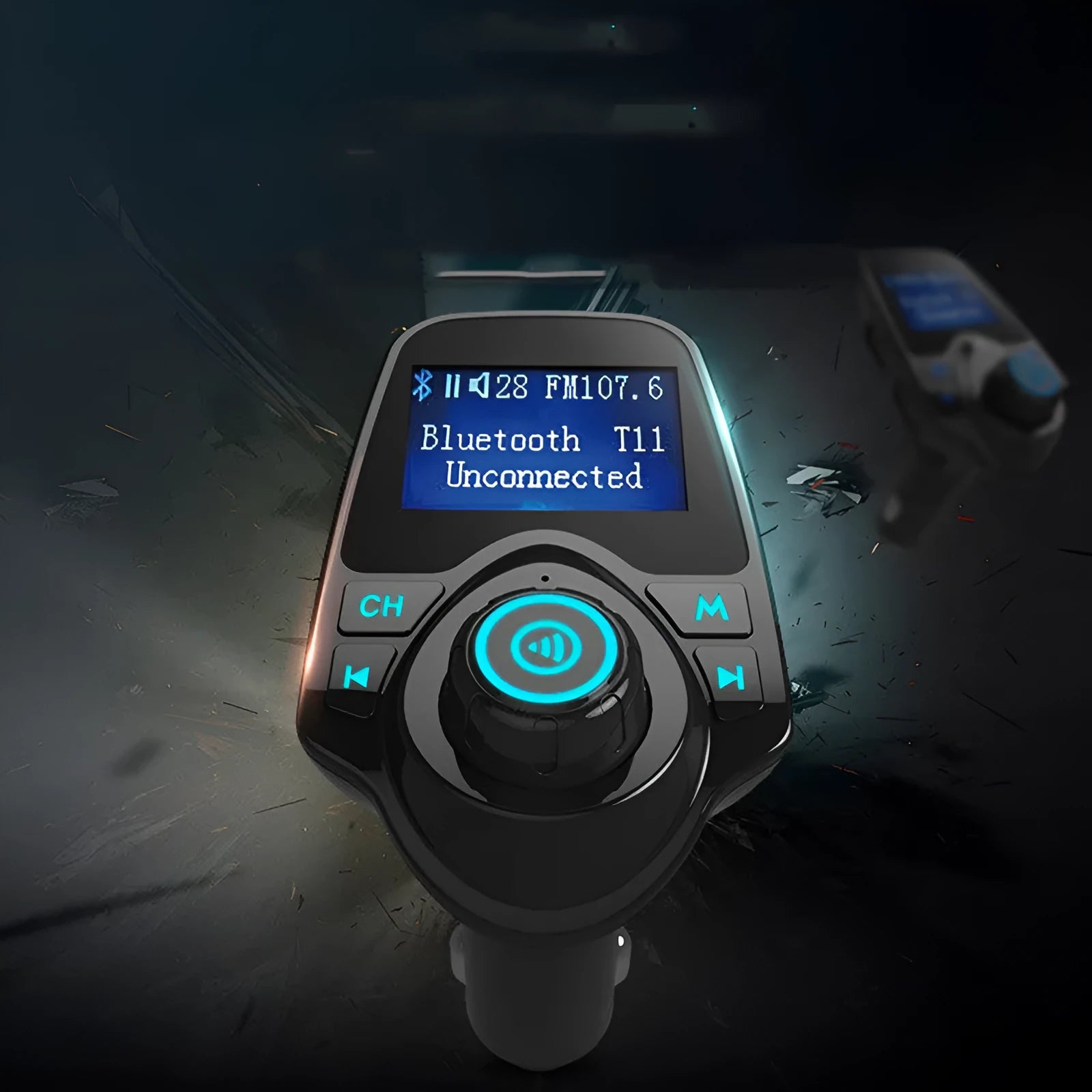 Black G7 Bluetooth car FM transmitter hands-free device with USB port and TF card slot