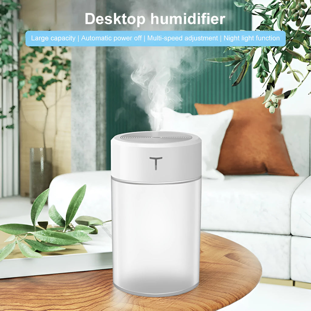Mini USB humidifier with night light round plastic body 80mm white model Dabai