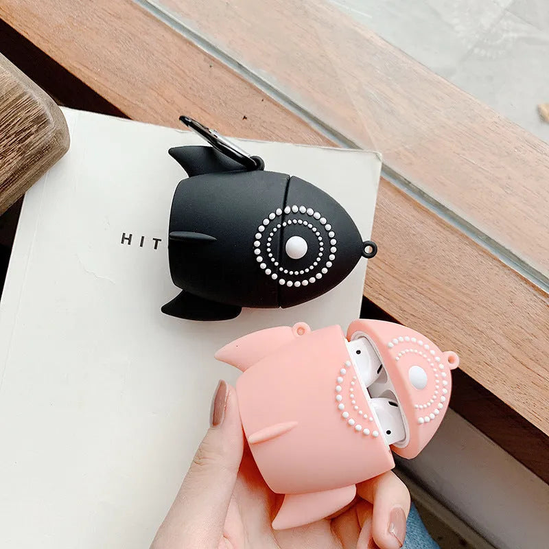 Black and pink silicone protective case covers for Apple AirPods 1 and 2 charging cases