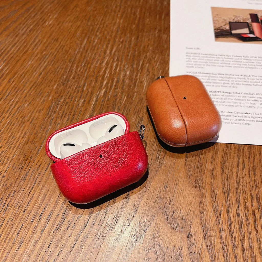 Imitation leather hard case cover for AirPods charging case in black