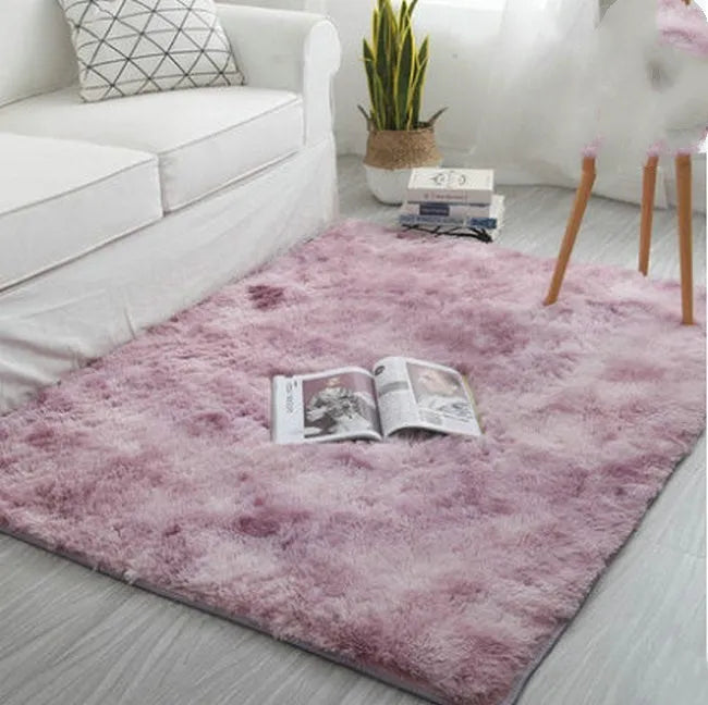 Nordic tie-dye gradient polyester carpet in blue with machine-woven texture, 100x160cm size