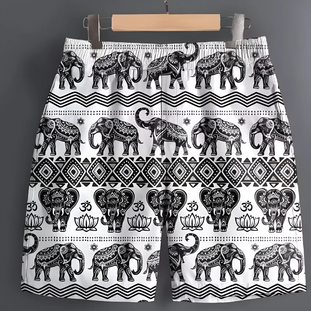 Men's casual polyester shorts in multiple patterns and sizes for outdoor leisure wear