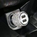 Diamond-pattern car charger for cigarette lighter socket in red, black, pink, white, and AB colour options.