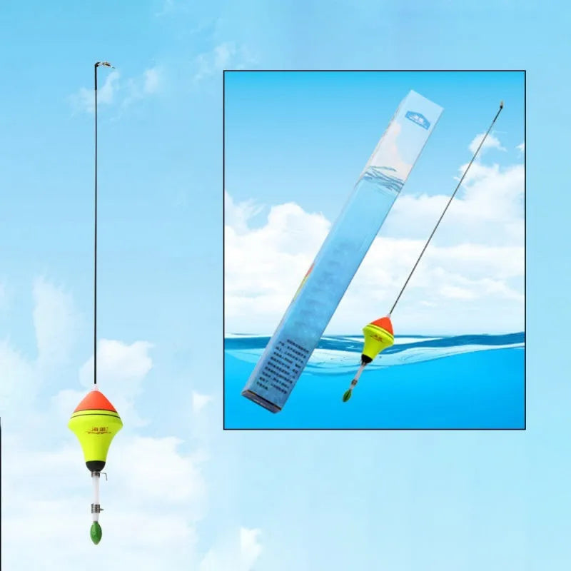Automatic fishing float with nano EVA body and fluorescent multilayer coating, 39 cm long and 3.8 cm wide