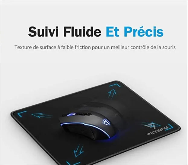 Black rough grain thickened mouse pad measuring 270x220mm with 5mm rubber base