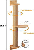 Wall-mounted wooden cat jumping platform with flax cordage scratching post