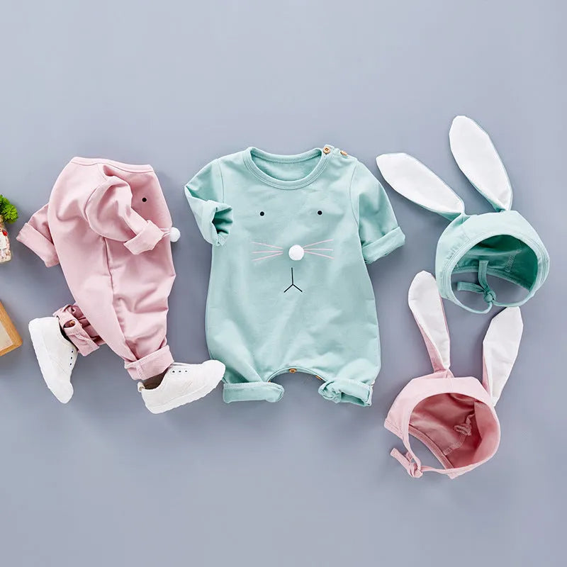 Newborn baby cotton bodysuit in green with thin fabric construction size 66cm