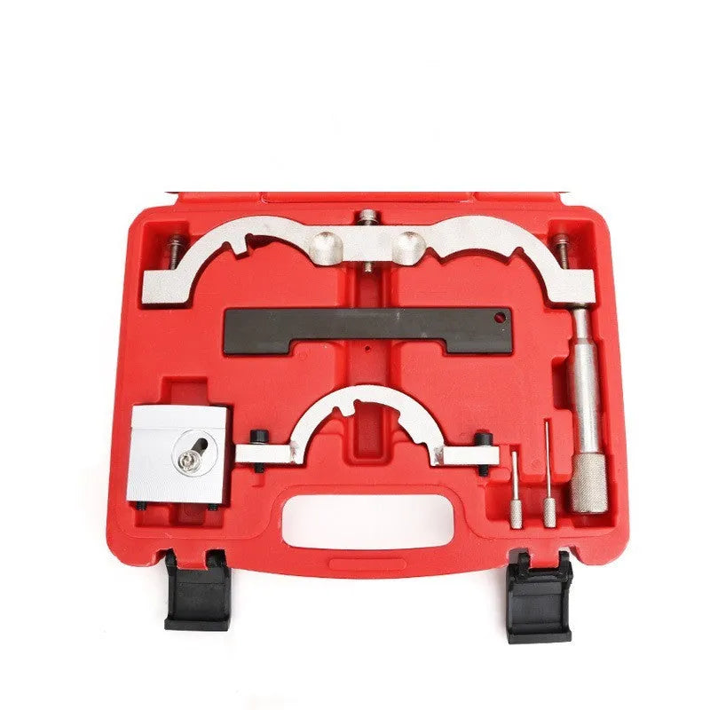 Red, seven-piece chrome-vanadium steel timing tool kit for Opel 1.4 Oncla LUJ engine.