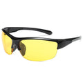 Men's athletic sunglasses with semi-frameless frame and tinted PC lenses, shown in Bright Black colour.