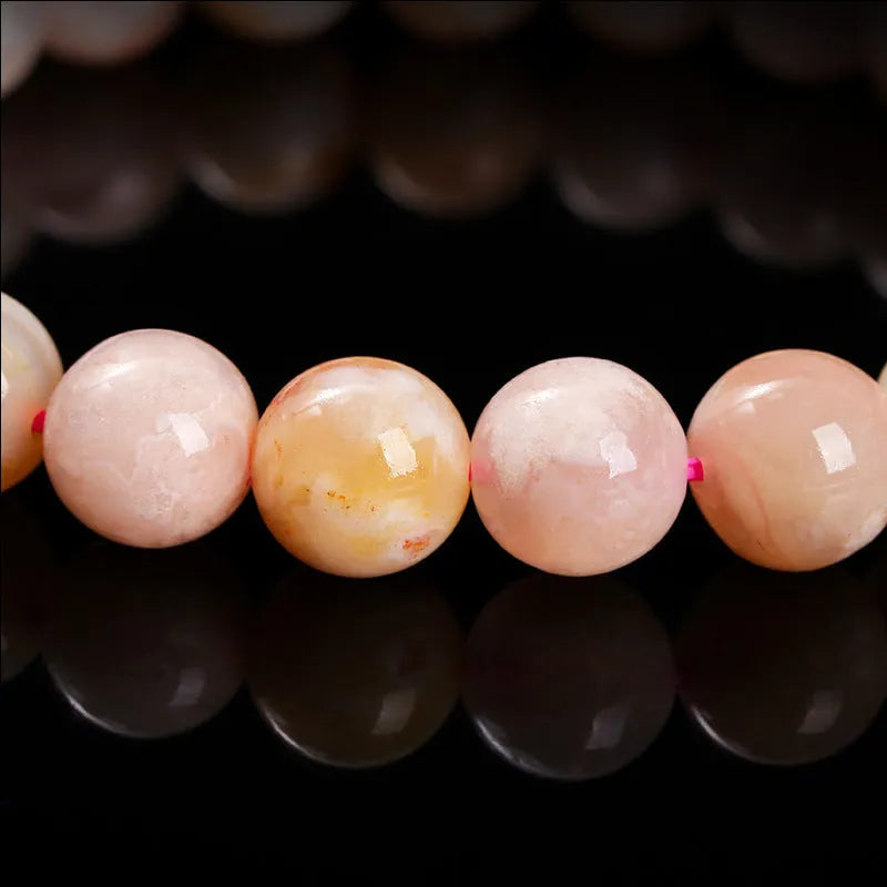 Natural cherry agate bracelet with round geometric beads in sweet style for women