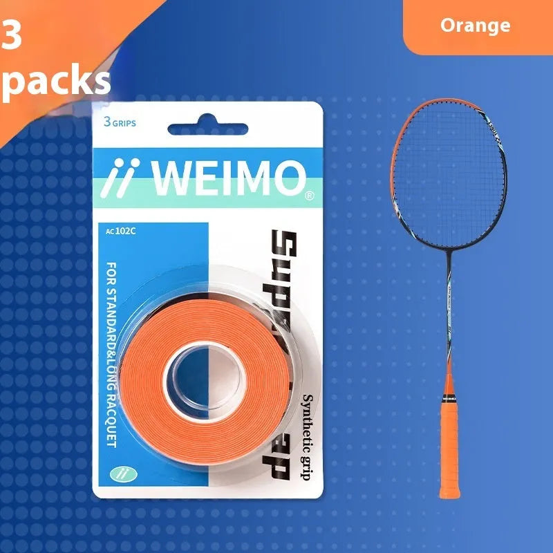 Badminton racket hand glue non-slip anti-sweat PU overgrip 3 pack in multiple colours