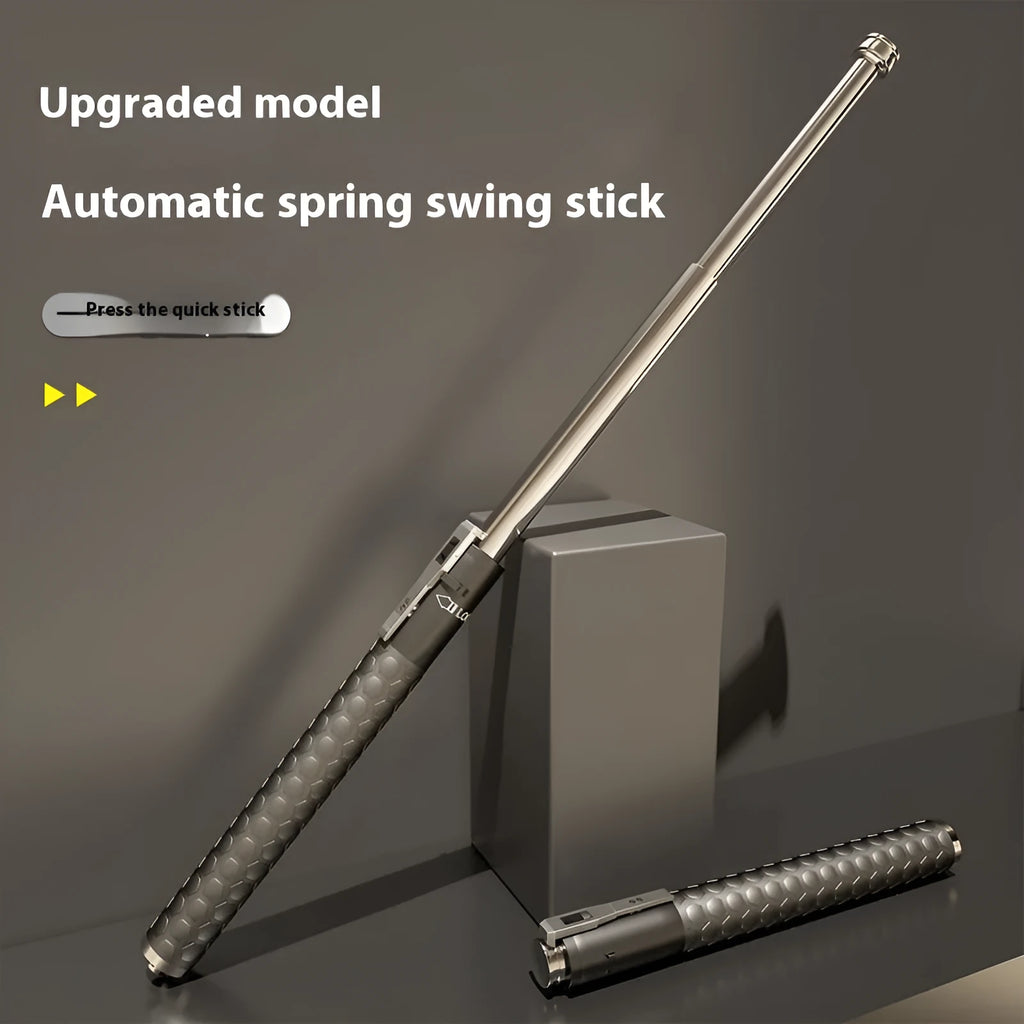 Automatic spring expandable baton in titanium black with aluminium alloy construction