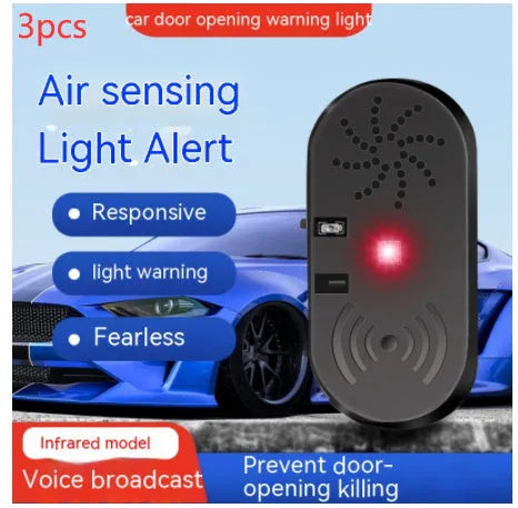 Black car door reminder with infrared sensor for vehicle safety warnings