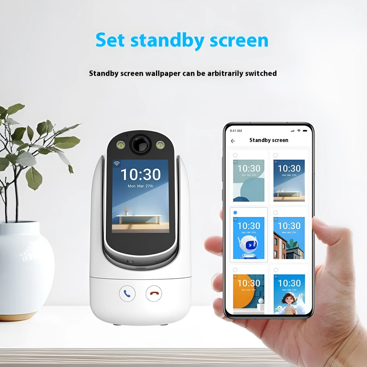 C20 white two-way video call surveillance camera with 2.8-inch IPS screen and 1080P HD lens
