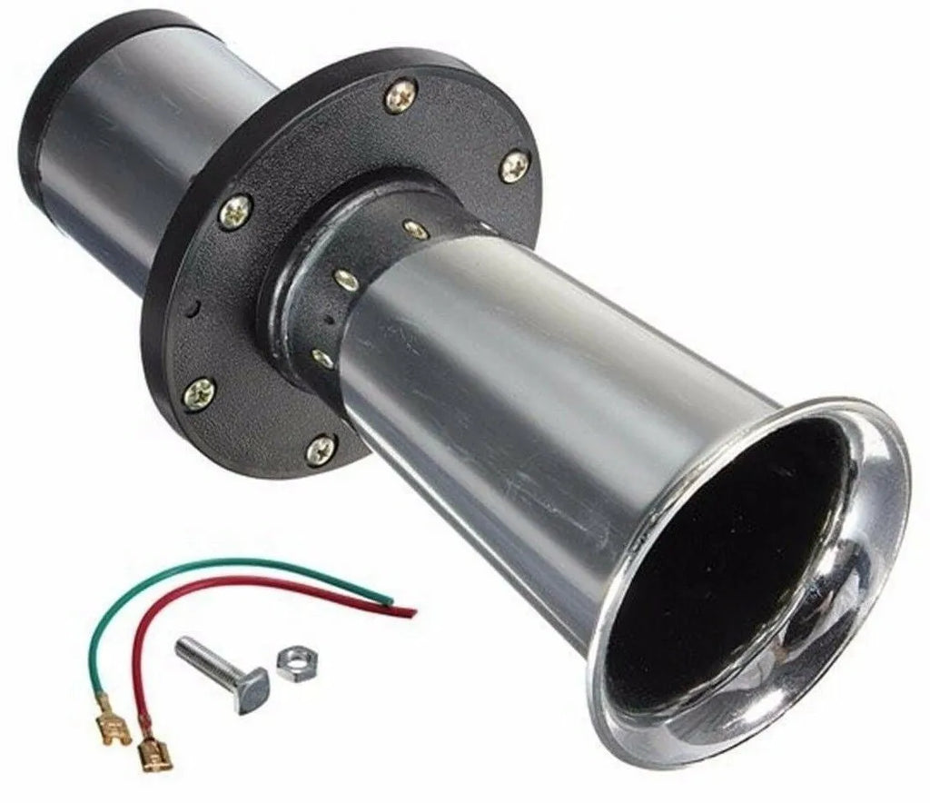 Silver 12V universal car horn unit for vehicle replacement