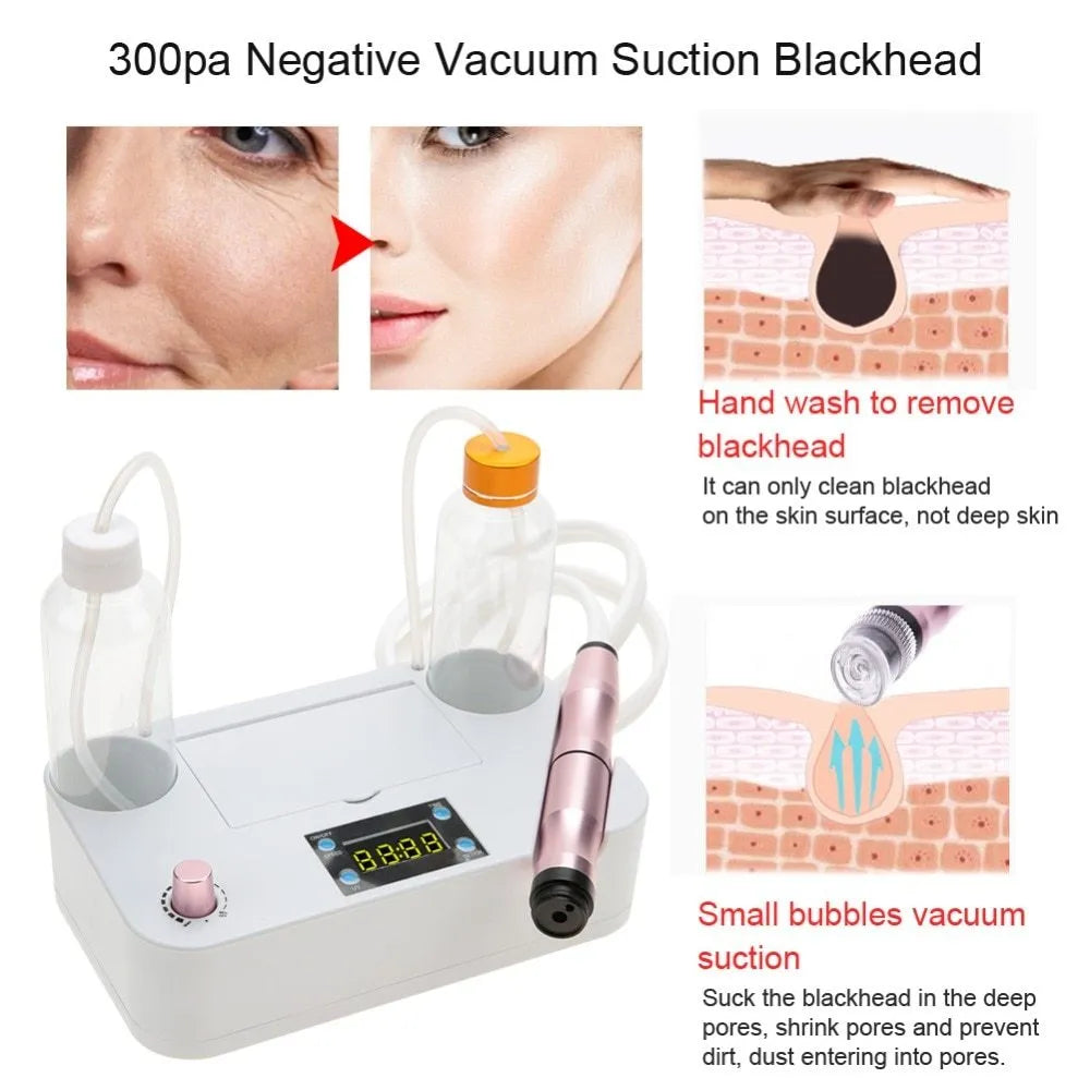 Portable oxygen spray hydro jet machine for facial blackhead removal skin rejuvenation 26cm with bottles and crystal heads