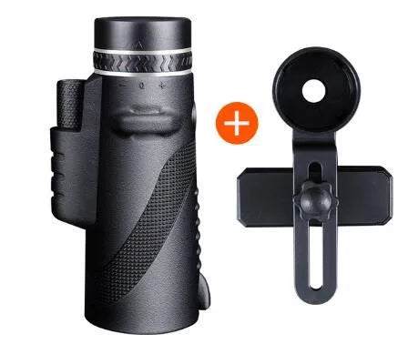 Black 40x60 HD monocular telescope with a 60mm objective lens, shown as a compact handheld device for outdoor viewing.
