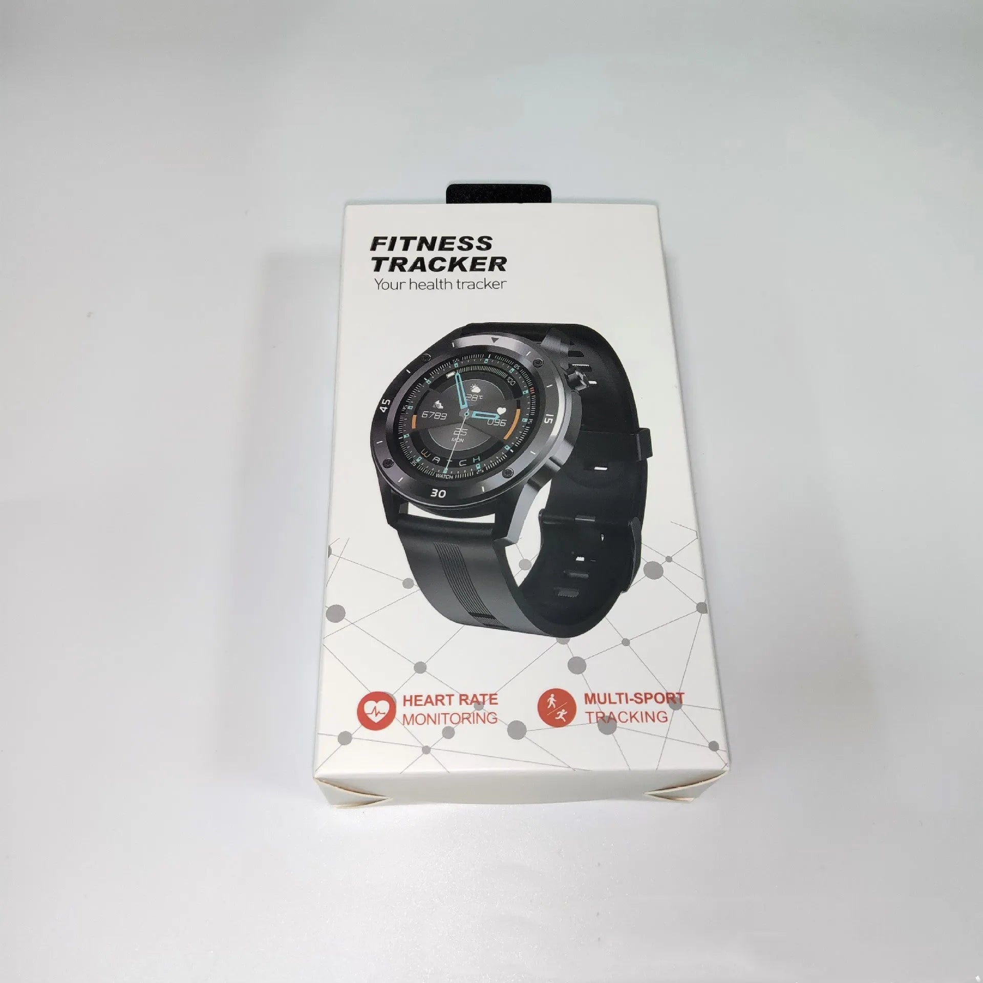 F22 smart watch with black TPU strap and 1.54-inch colour touchscreen on a wrist.