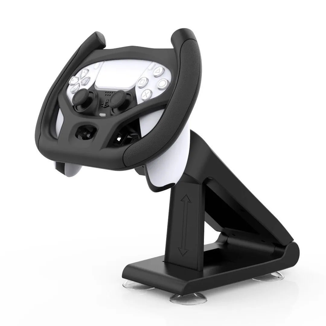 Black PS5 controller steering wheel bracket, ABS racing game accessory, 13.2 x 10.3 x 23.2cm, 375g