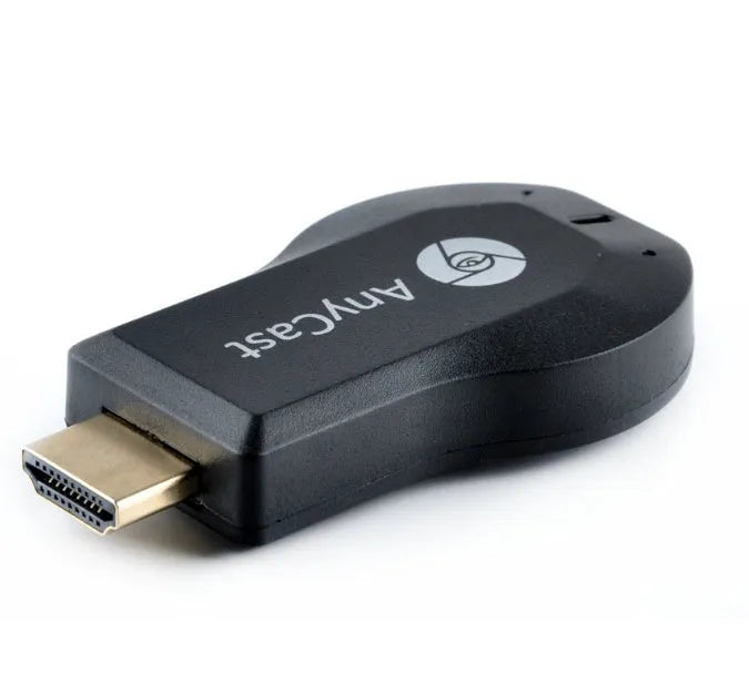 Wireless HDMI dongle for 1080P screen mirroring, black plastic casing with HDMI connector and USB power cable