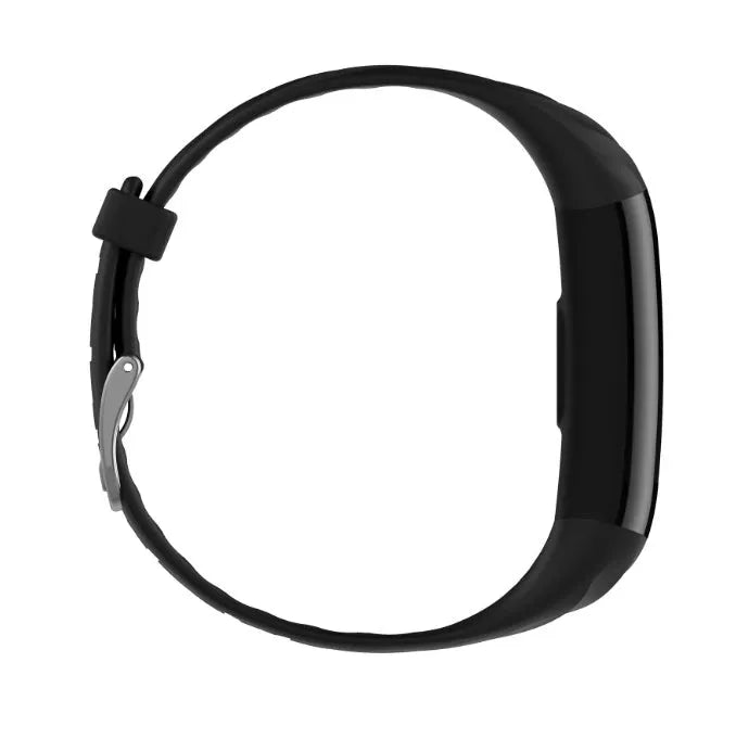 S5 smart bracelet in black with heart rate monitoring and step counter display
