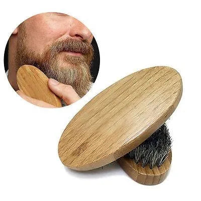Natural boar bristle beard brush for men 11.3cm grooming tool black