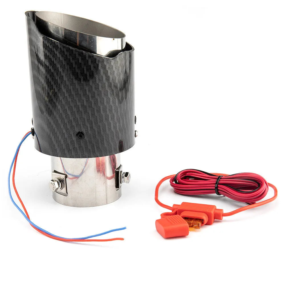 Modified car exhaust pipe with red LED light in crimping style for vehicle customisation