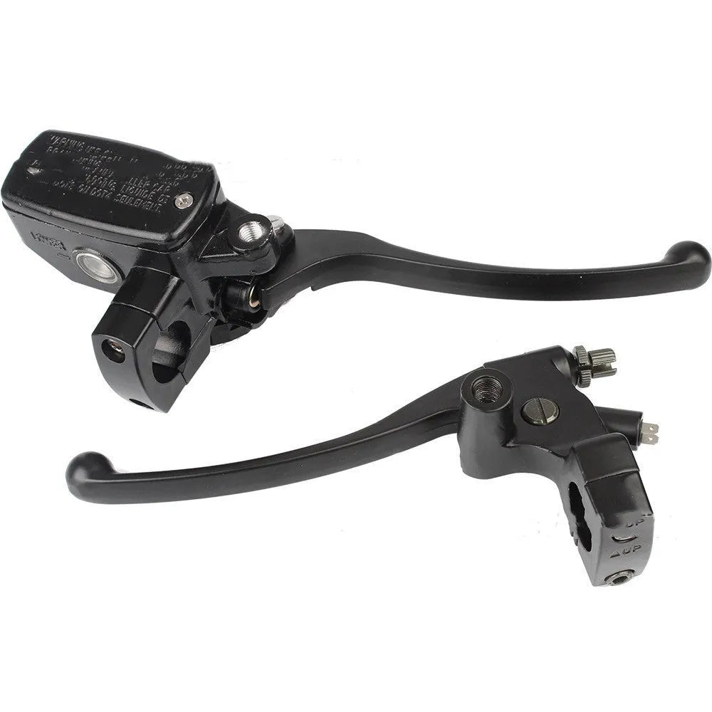 Black aluminium alloy left clutch lever and right brake master cylinder set for 1 inch handlebars