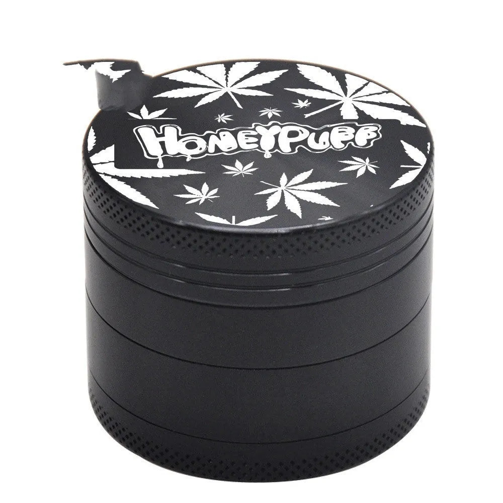 Four-layer aluminium alloy grinder in T12 black with windproof function and integrated tools including key chain and bottle opener
