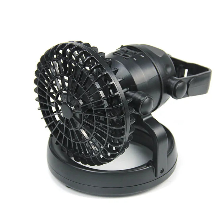 Black 18 LED camping fan light with ABS body, 167 x 184 mm, battery-powered dial switch unit