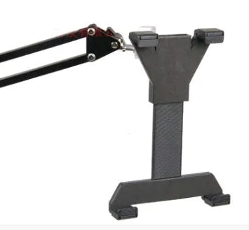 Lazy flat universal phone holder bracket with rotary joint for iPad and iPad Mini, available in black or white.