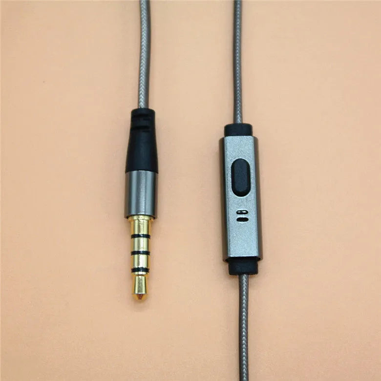 Titanium grey metal in-ear earphones with detachable aluminium foil TPE cable