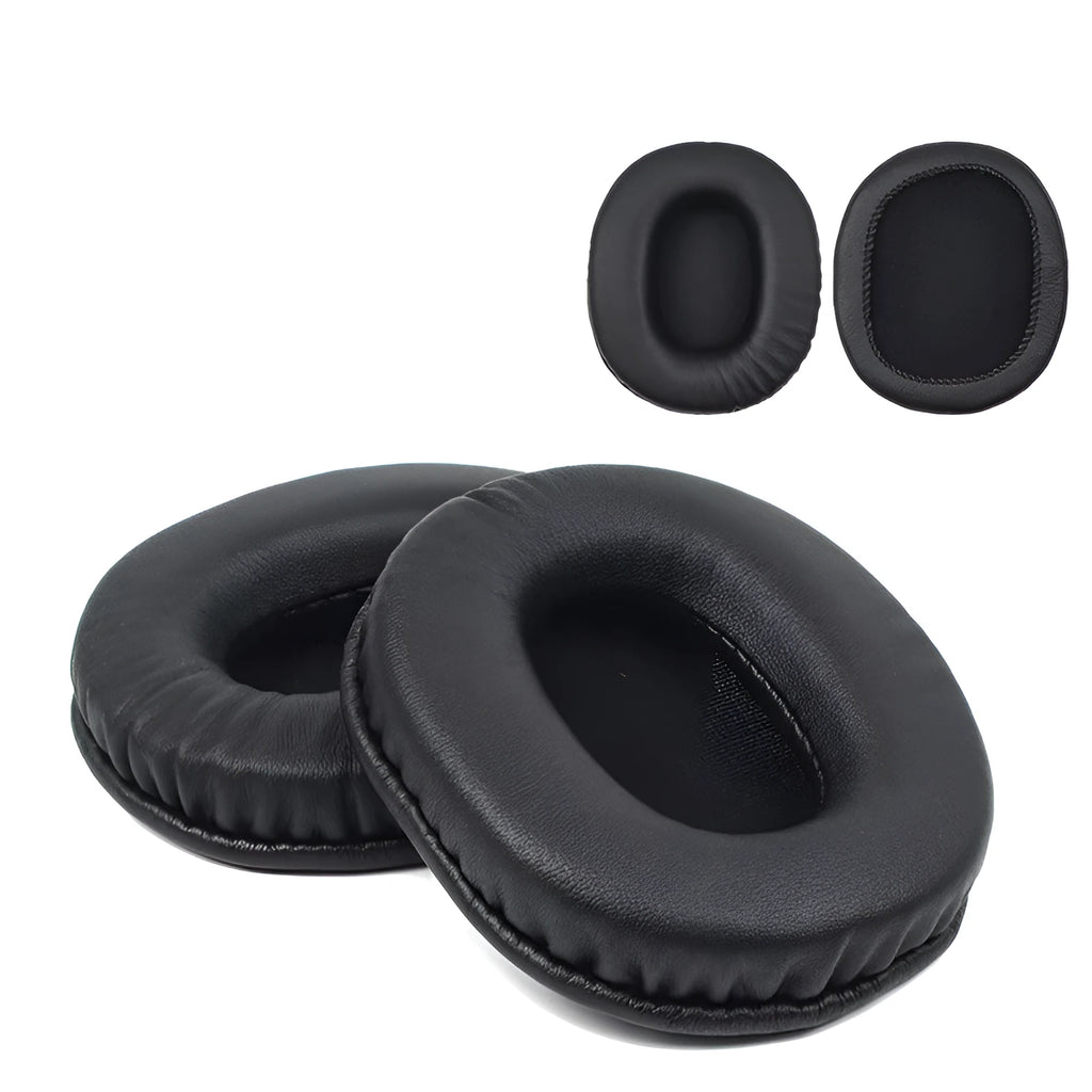 Black soft PU leather replacement earmuff covers for Sony 1R headphones, set of two pieces.